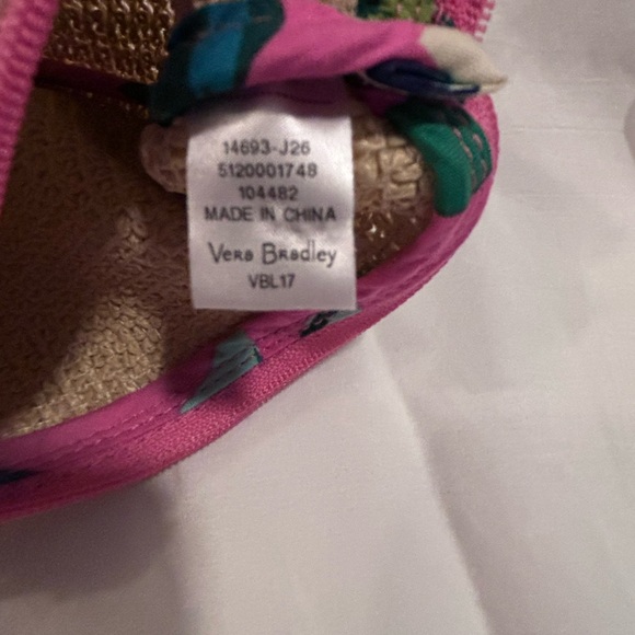 Vera Bradley Seashore zip pouch Tropical Paradise pink with bird - Picture 7 of 10